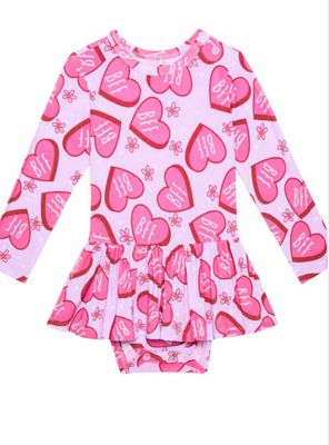 Posh Peanut Bamboo Besties Long sleeve basic twirl skirt bodysuit