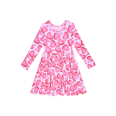 Posh Peanut Bamboo long sleeve  twirl dress- Besties