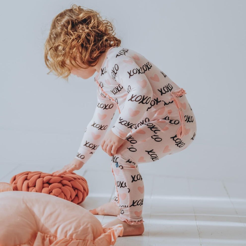 Kickee Pants Bamboo ruffle coverall- X0X0 -2 way zipper