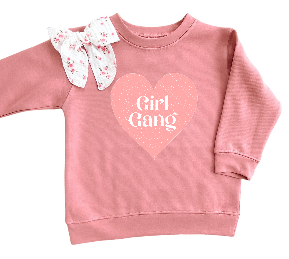 Holland Ave &quot;Girl Gang&quot; Valentine mauve sweatshirt-100% cotton