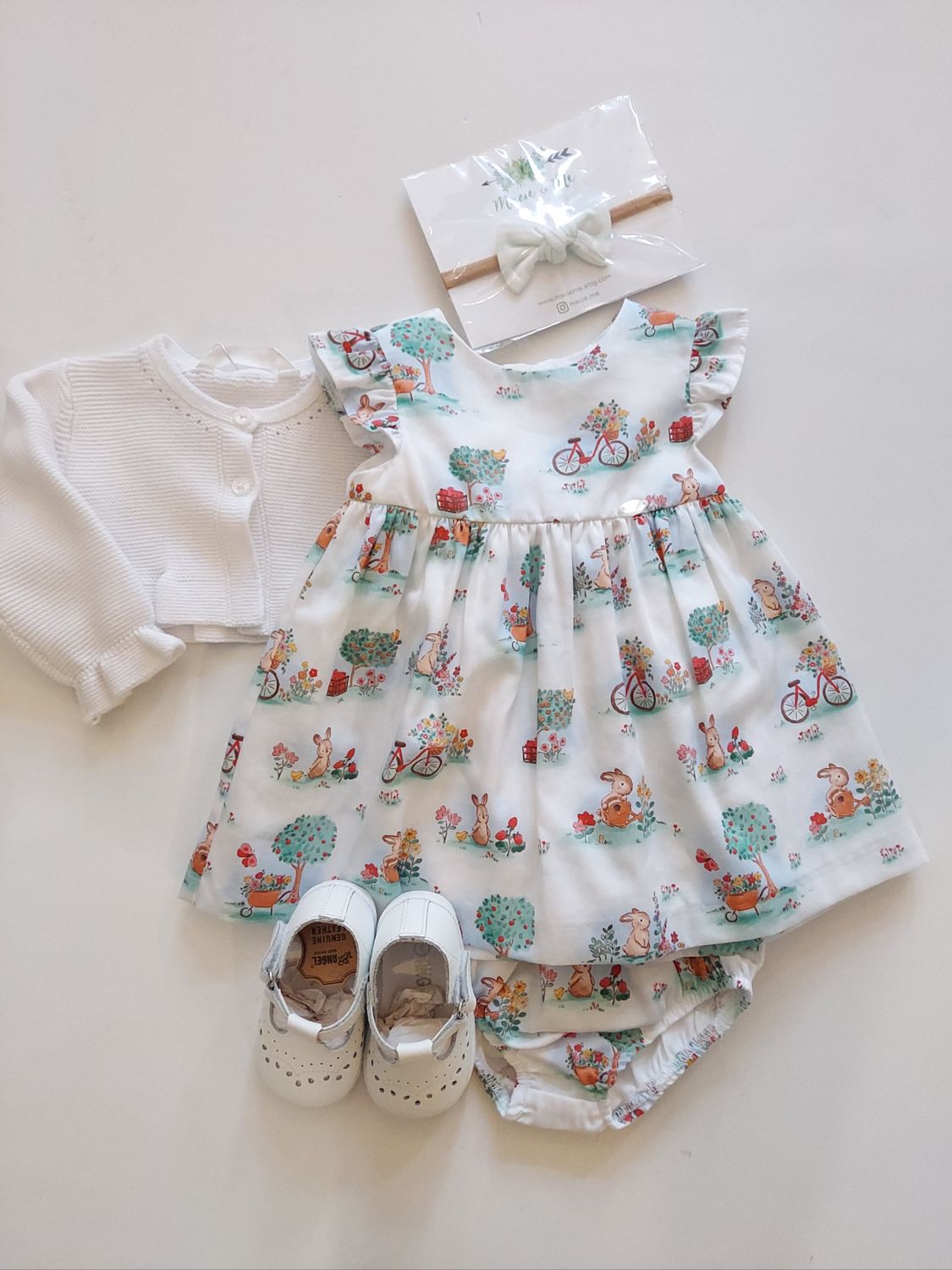 Mayoral cotton bunny dress/bloomer
