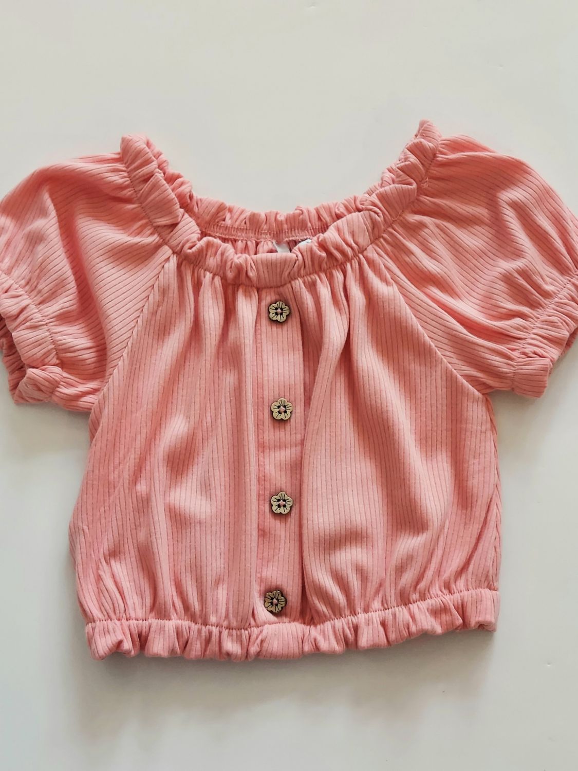 Mayoral salmon top with elastic neckline and waist