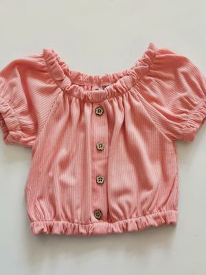 Mayoral salmon top with elastic neckline and waist