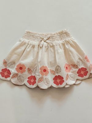 Mayoral cotton elastic waist embroidered skirt