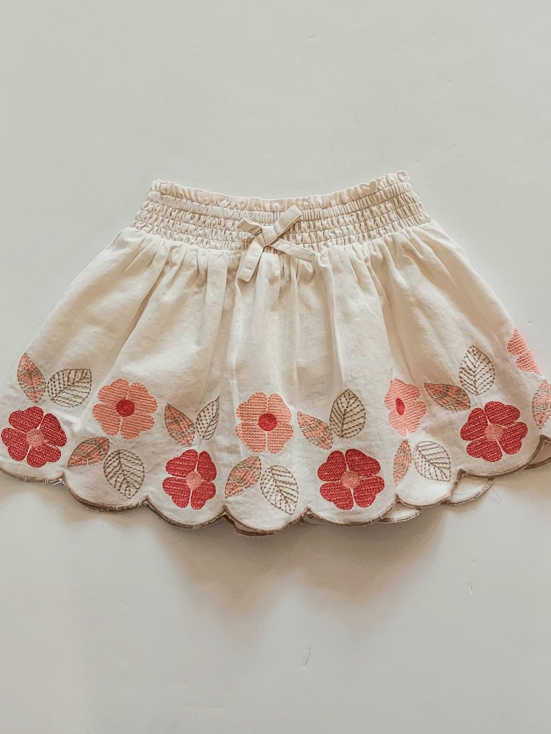 Mayoral cotton elastic waist embroidered skirt
