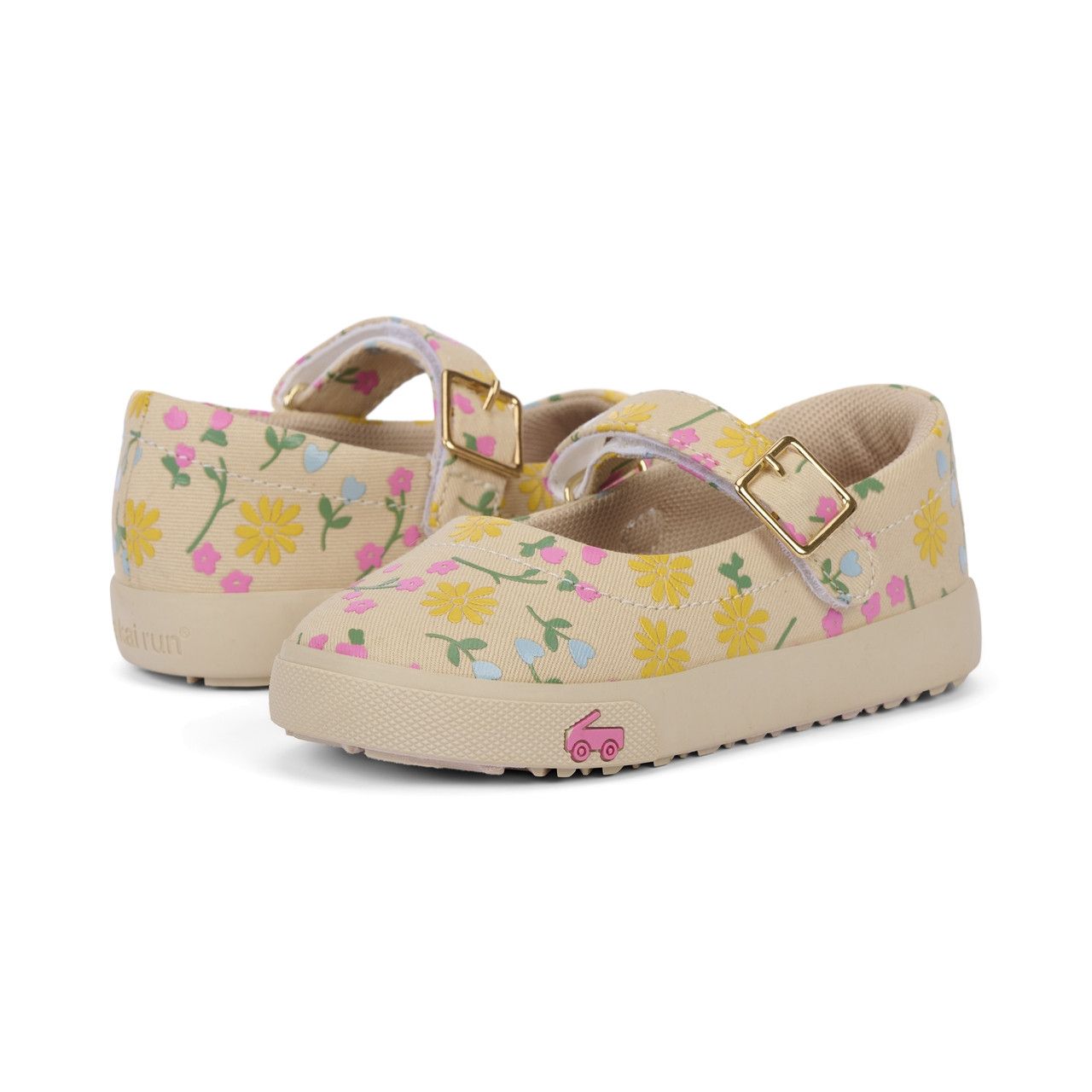See Kai Run Lucia Oatmeal/floral canvas Maryjanes