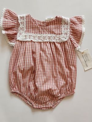 Viverano Organics Sofia Gingham Bubble baby romper- organic cotton