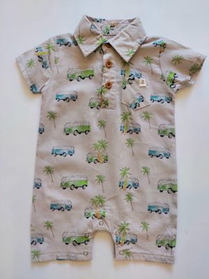 Me &amp; Henry 100% cotton Molokai printed romper-camper van