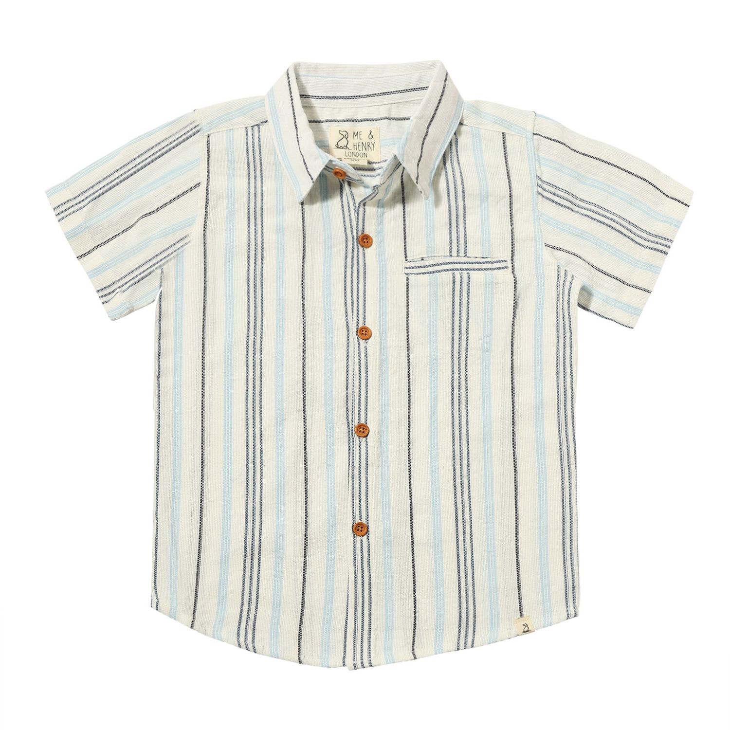 Me &amp; Henry 100% cotton Newport blue striped shirt-woven