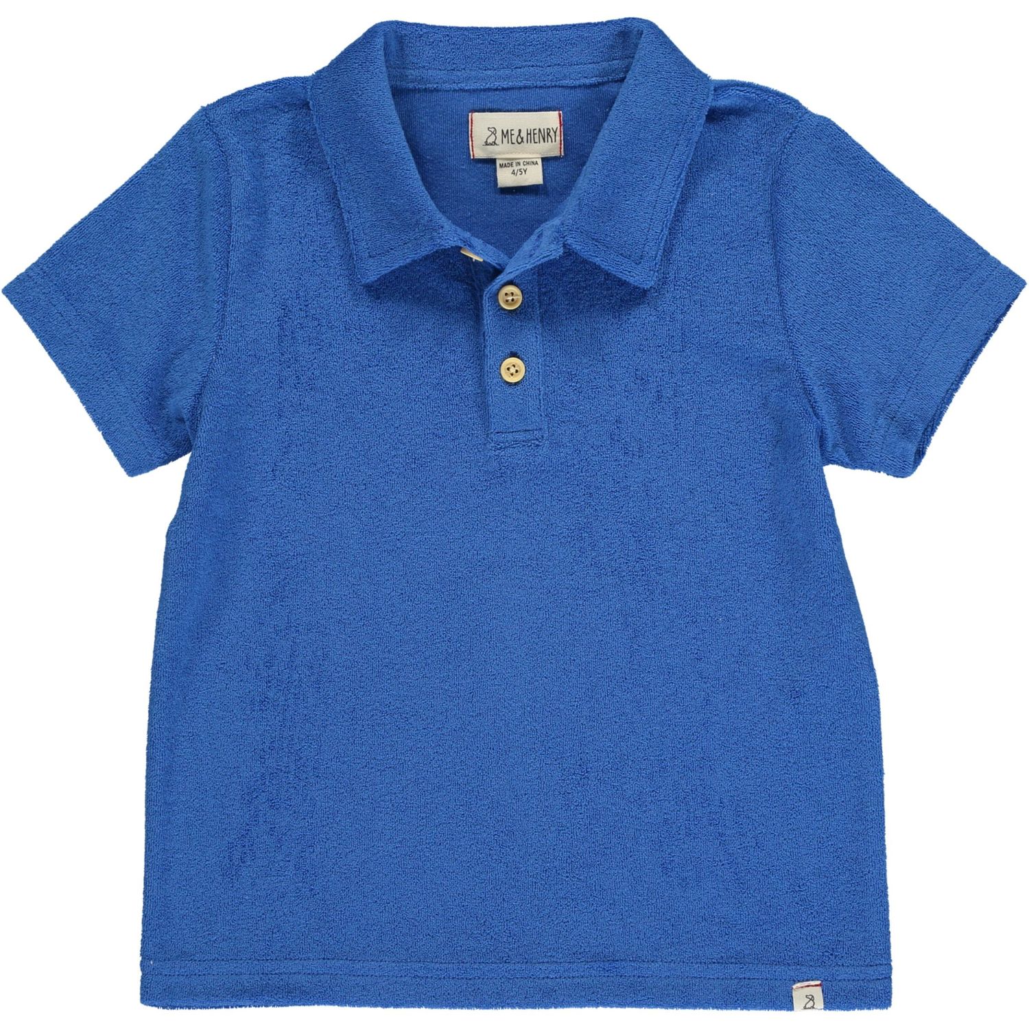 Me &amp; Henry Terry towelling  royal blue polo shirt