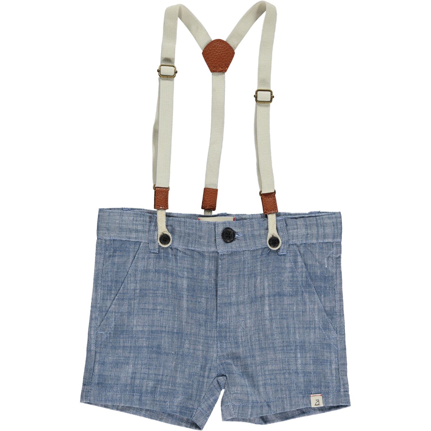 Me &amp; Henry navy heathered shorts with removable suspenders