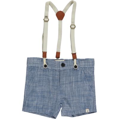 Me &amp; Henry navy heathered shorts with removable suspenders