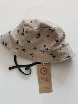 Danish Musli organic cotton Terry cloth Palm beach  bucket hat- navy/cashmere