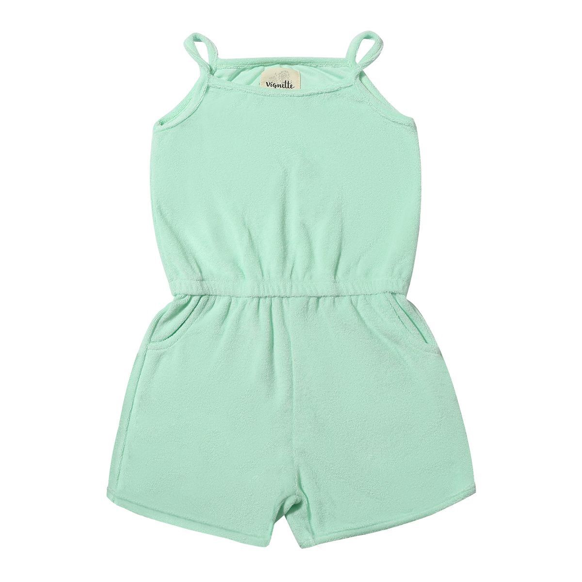 Vignette cotton Terry cloth seafood green Shelby romper