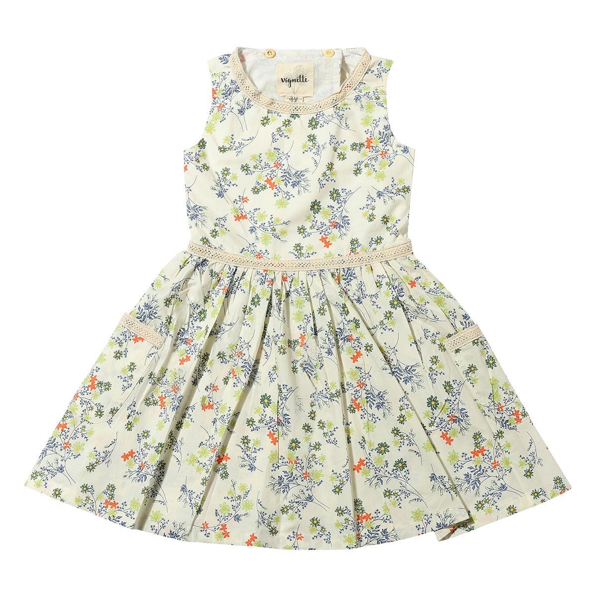 Vignette woven cotton blue meadow flowers dress-open back-Nina dress