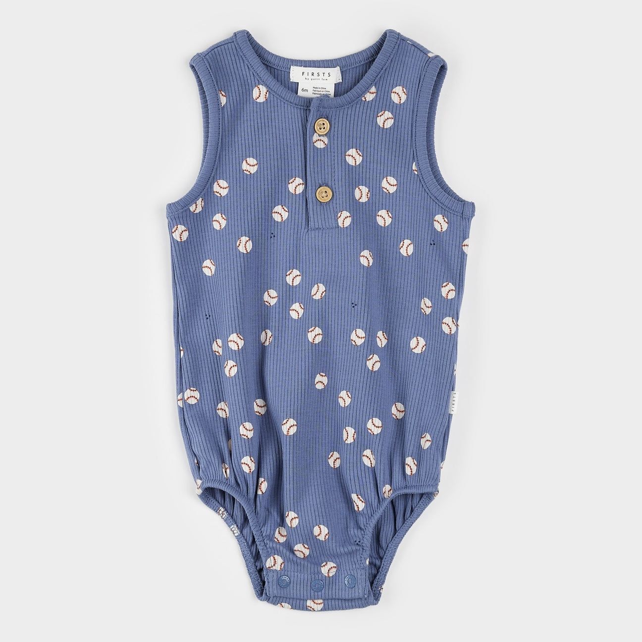 Petit Lem organic cotton blue baseball bodysuit