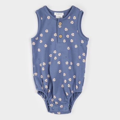 Petit Lem organic cotton blue baseball bodysuit
