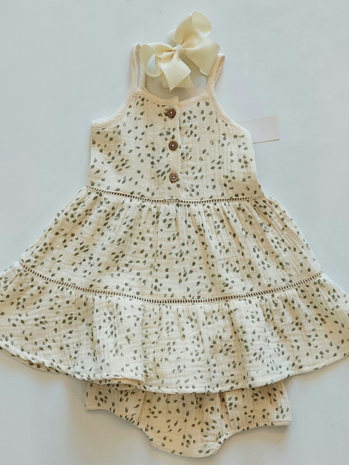 Makemake Organics muslin buttoned tiered dress-Petals