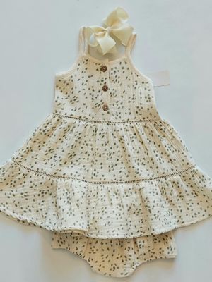 Makemake Organics muslin buttoned tiered dress-Petals