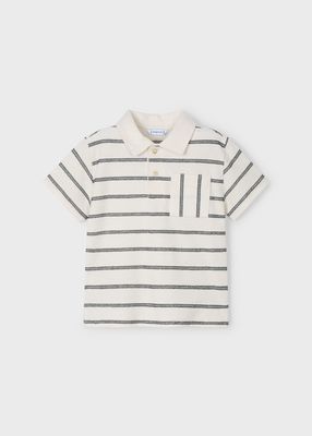 Mayoral ivory polo with black ticking stripes