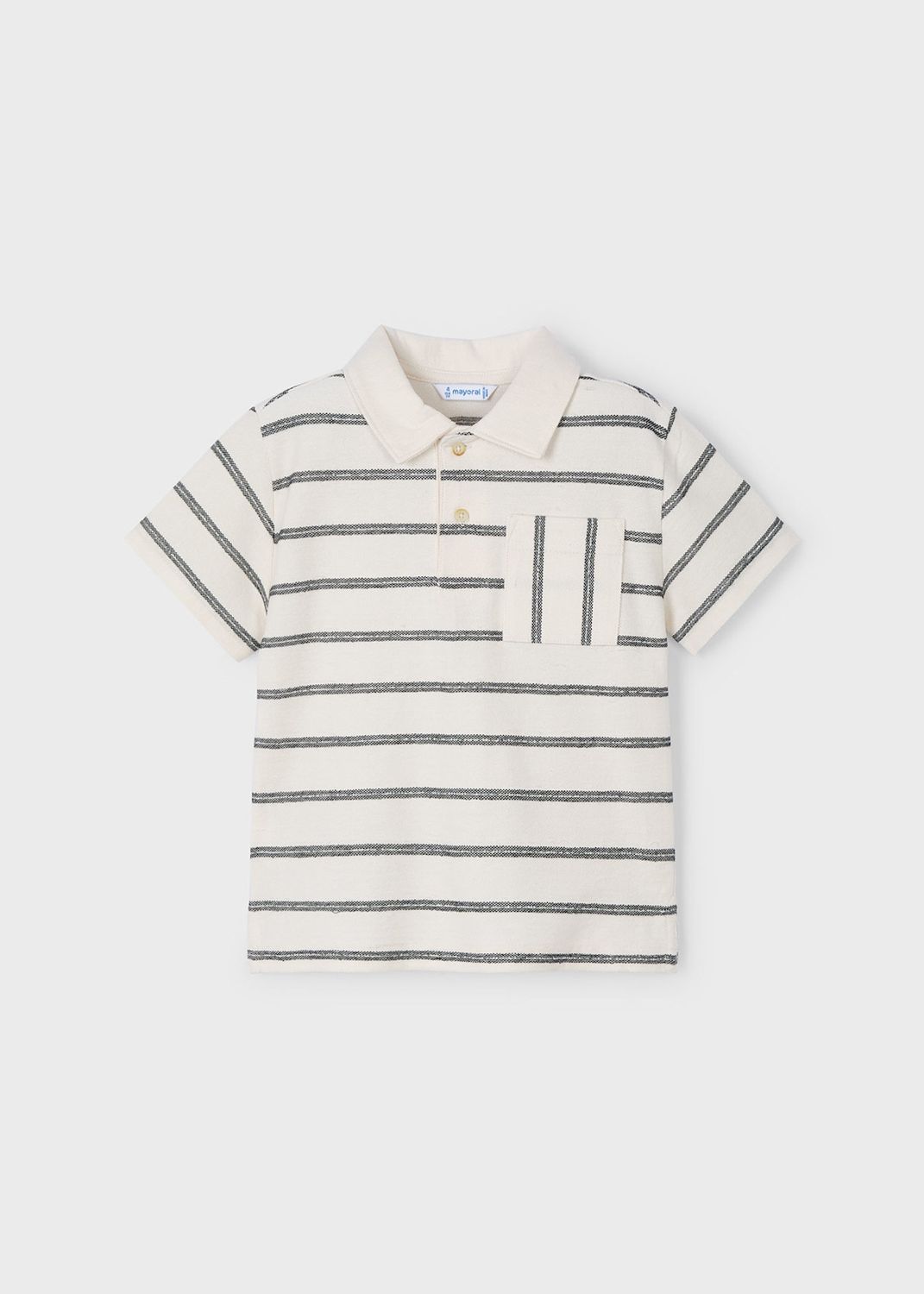 Mayoral ivory polo with black ticking stripes