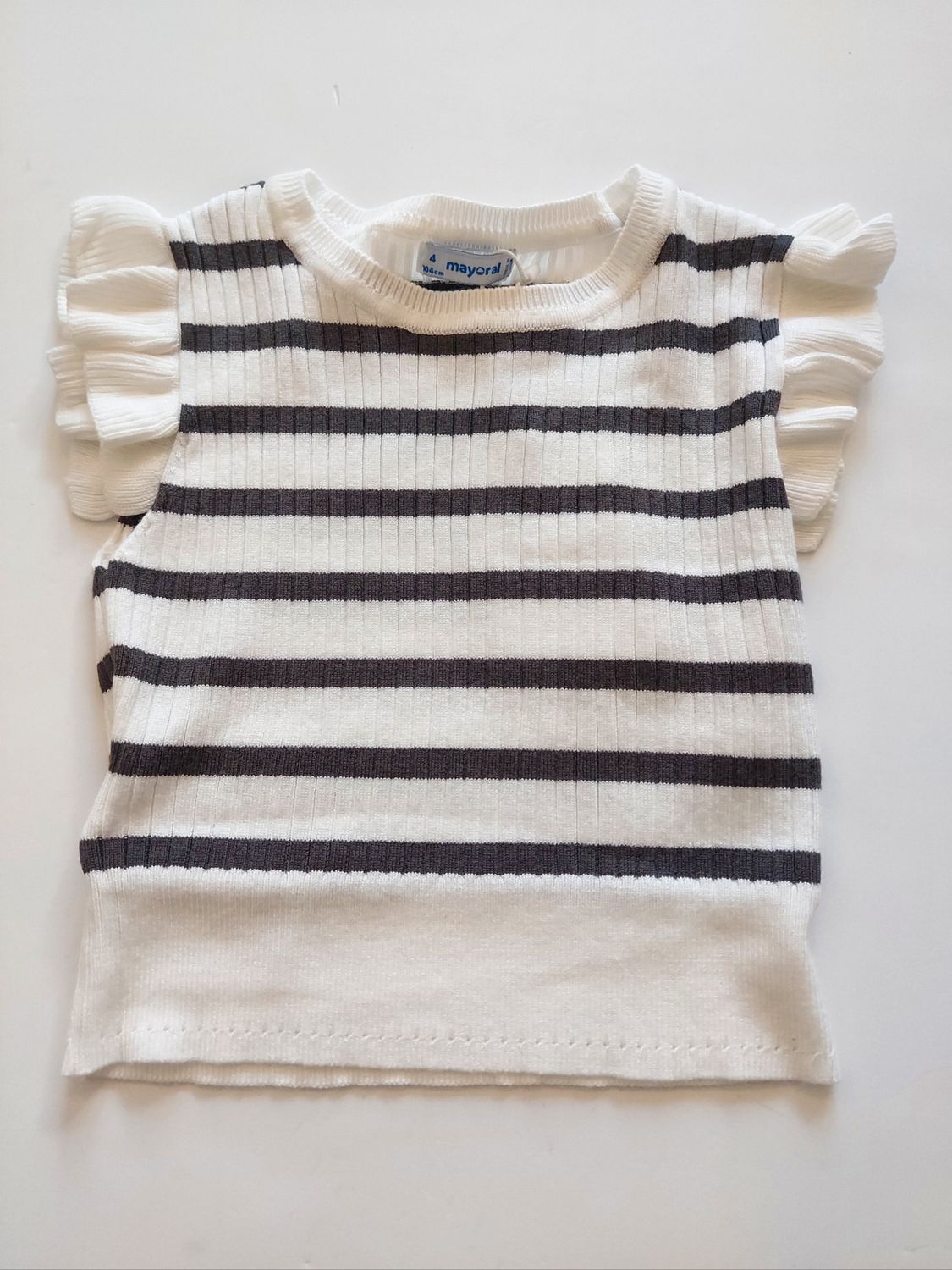 Mayoral black/white striped sweater knit top