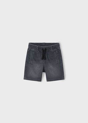 Mayoral elastic waist black shorts-cotton denim
