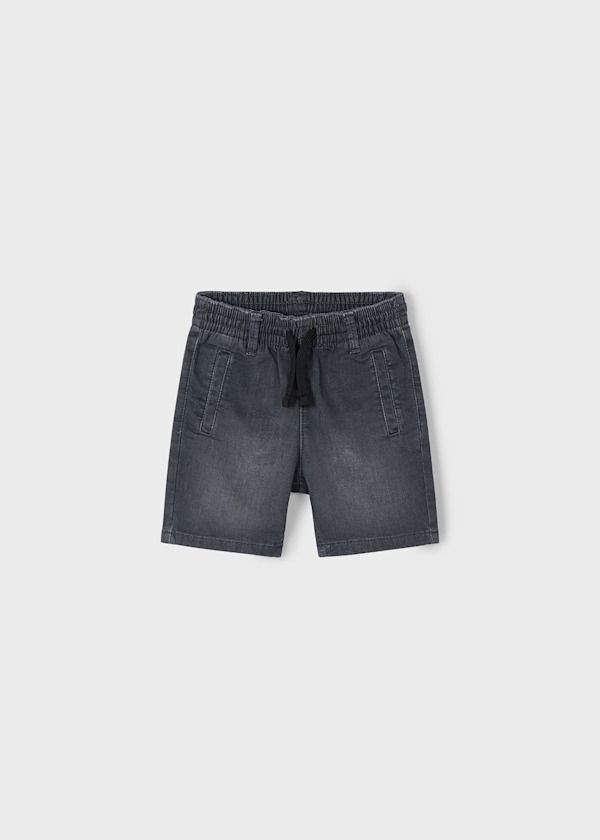 Mayoral elastic waist black shorts-cotton denim