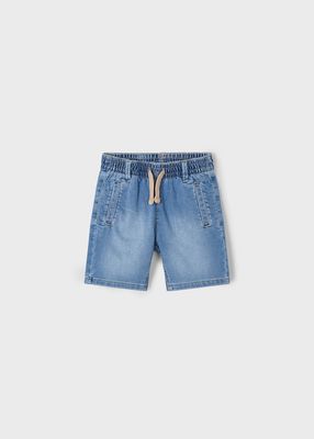 Mayoral elastic waist blue denim cotton shorts