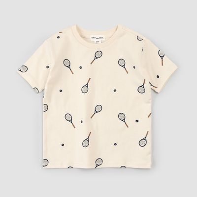 Miles the Label boys organic cotton jersey all over racquet ball print tee
