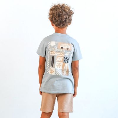 Tiny Whales &quot;Good Days&quot; short sleeve retro ocean blue T Shirt