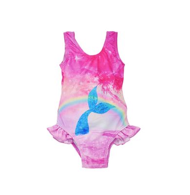 Flap happy Delaney hip ruffle swimsuit - pink mermaid tail  SPF 50+