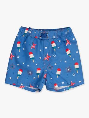 Ruffle Butts  SPF 50+ patriotic swim trunks with mesh liner