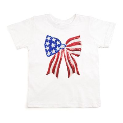 Sweet Wink short sleeve sequin bow 4th of July shirt