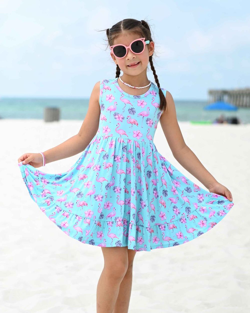 Lev Baby Bamboo Sleeveless twirl dress w/ ruffle- Aurelia