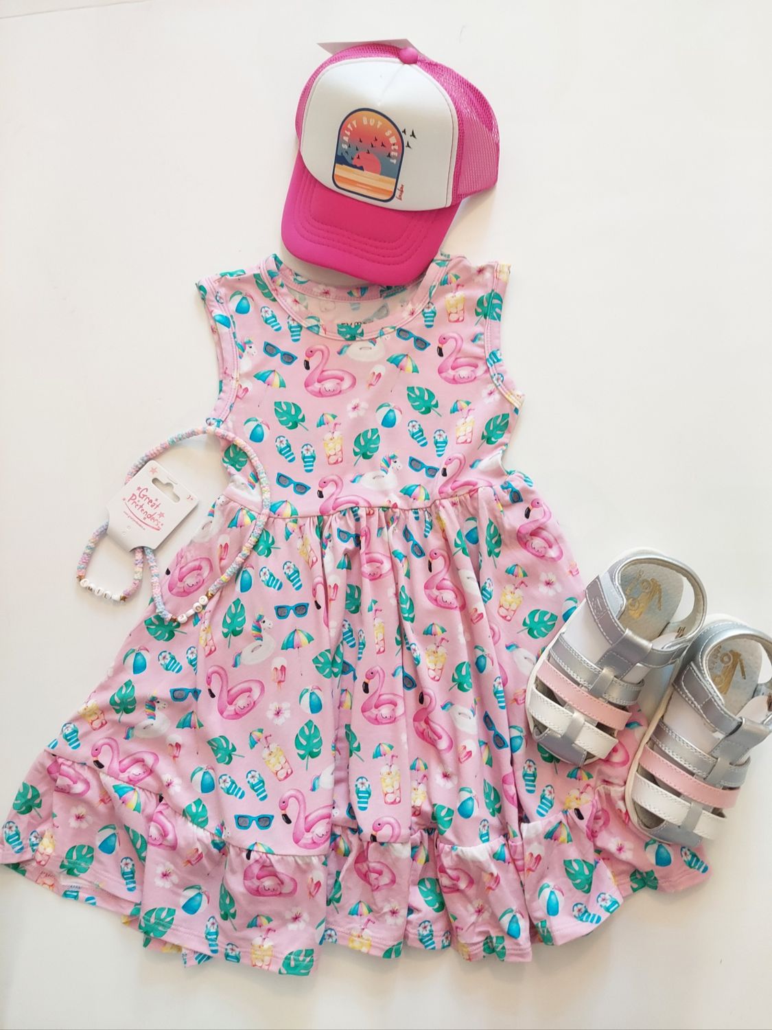 Lev Baby Bamboo Sleeveless twirl dress w/ ruffle- Josie