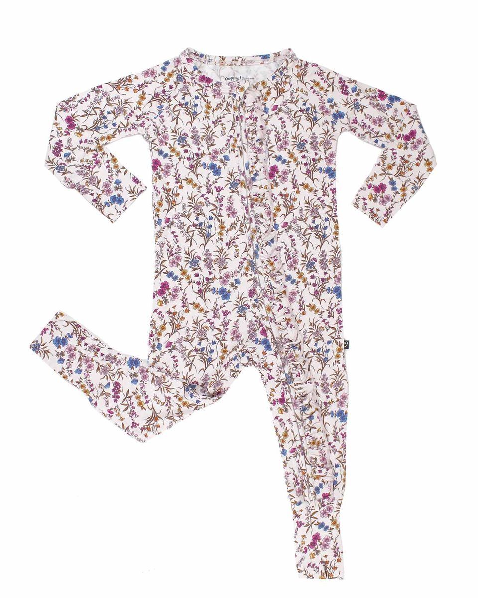 Lev Baby  Bamboo floral Ariana convertible romper- 2 way zipper