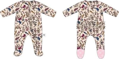 Lev Baby  Bamboo Ariana ruffle floral footie- 2 way zipper