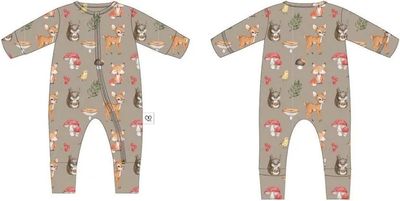 Lev Baby  Bamboo birch woodland convertible romper- 2 way zipper