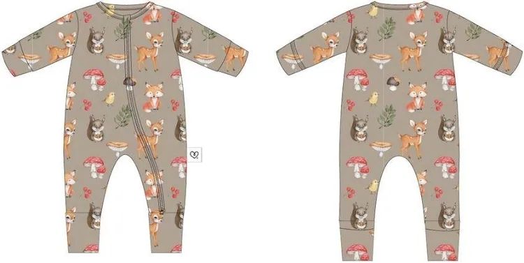 Lev Baby  Bamboo birch woodland convertible romper- 2 way zipper