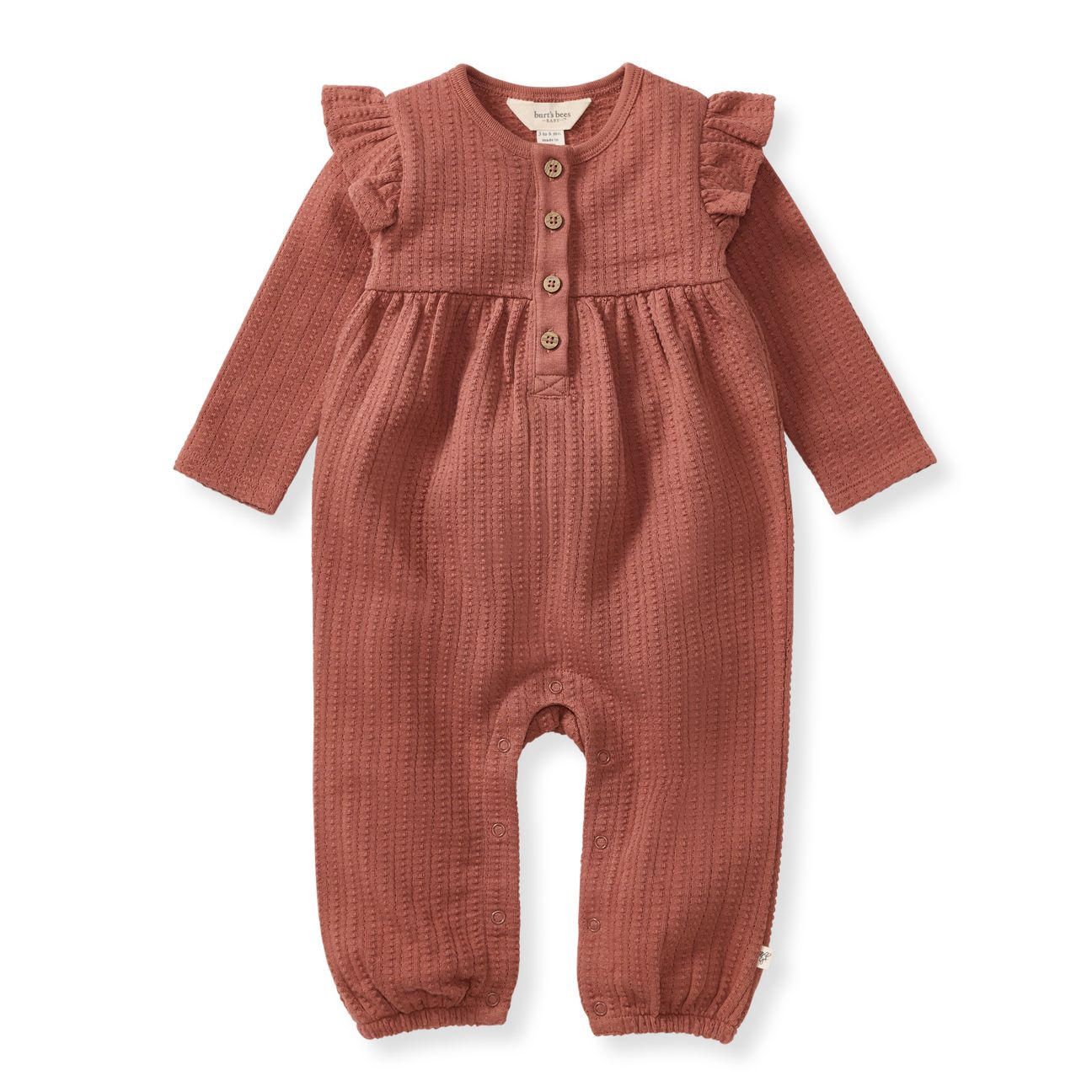 Bert&#39;s Bees organic cotton dotted rib jumpsuit-cedar