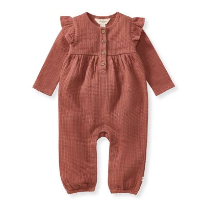 Bert&#39;s Bees organic cotton dotted rib jumpsuit-cedar