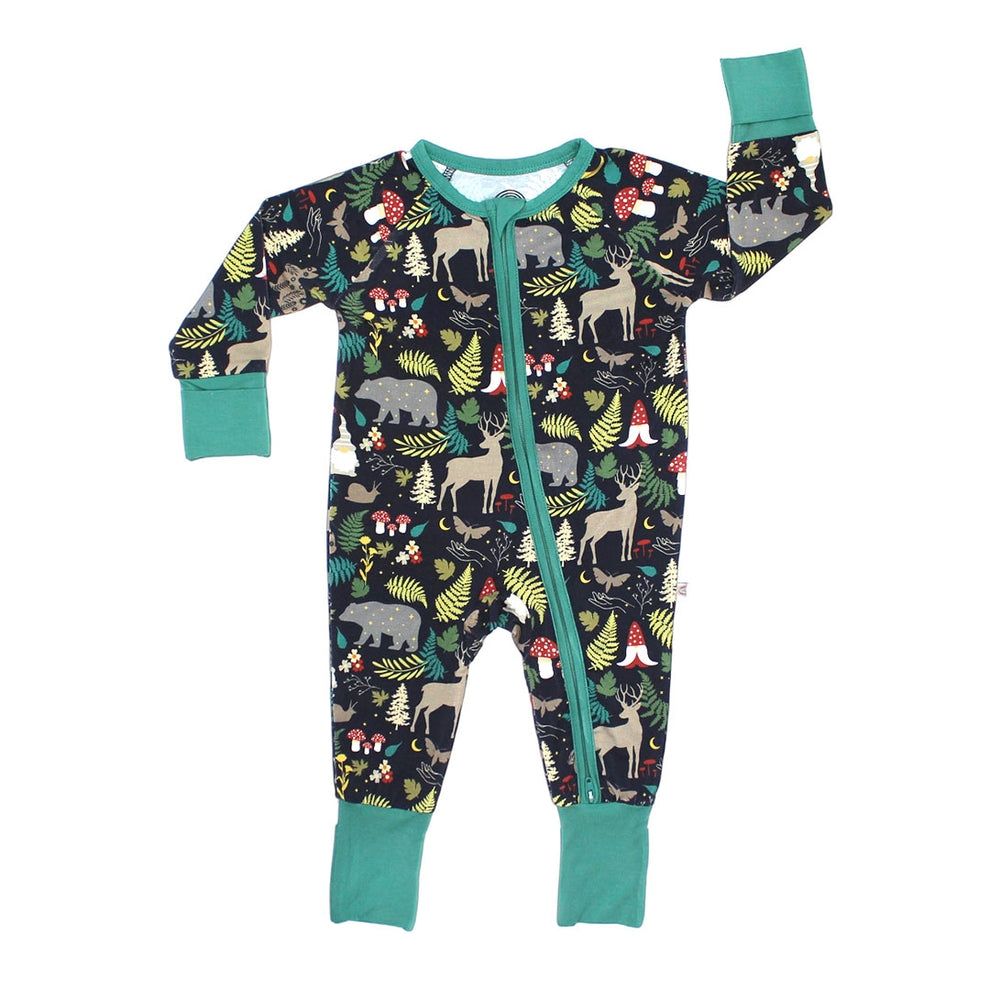 Emerson &amp; Friends Bamboo long sleeve pajama convertible coverall- Night Forest