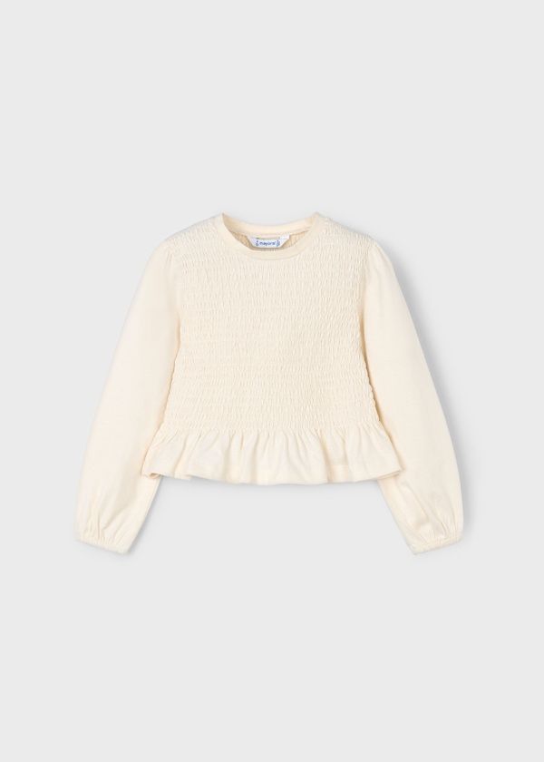 Fall Mayoral beige smocked L/S cotton blouse