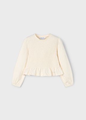 Fall Mayoral beige smocked L/S cotton blouse