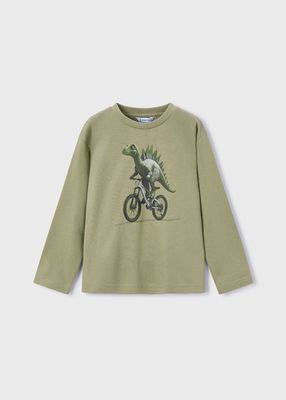 Fall Mayoral cotton olive green L/S Tee- Dino on bike
