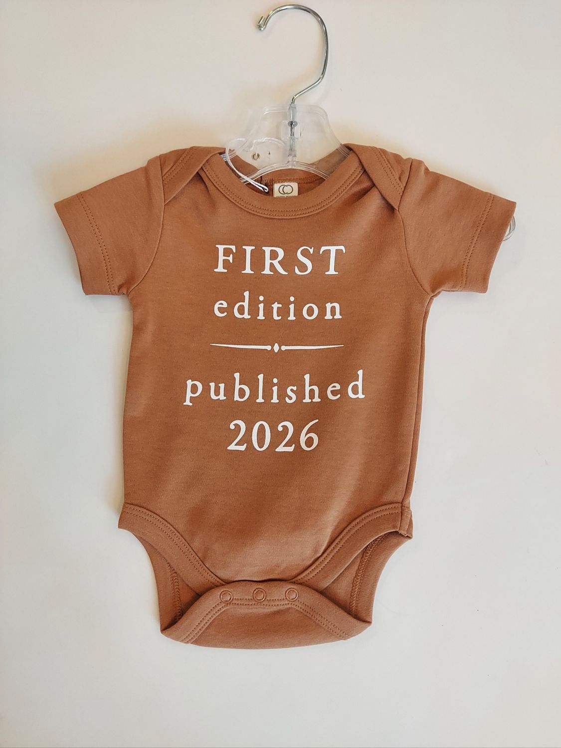 Gladfolk organic cotton camel short sleeve first edition 2026 black ink bodysuit