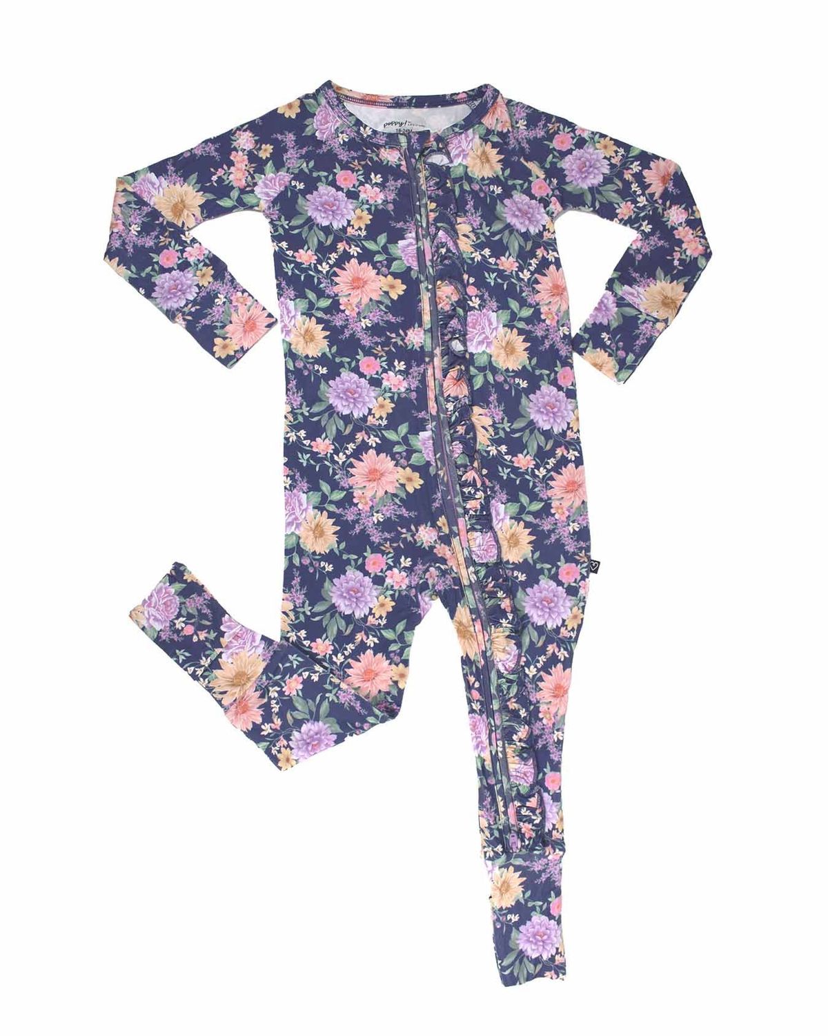 Lev Baby  Bamboo floral Anna convertible romper- 2 way zipper