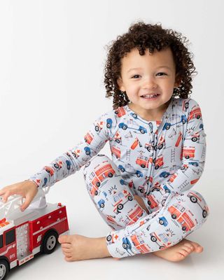 Lev Baby  Bamboo Ryan  emergency vehicle convertible romper- 2 way zipper