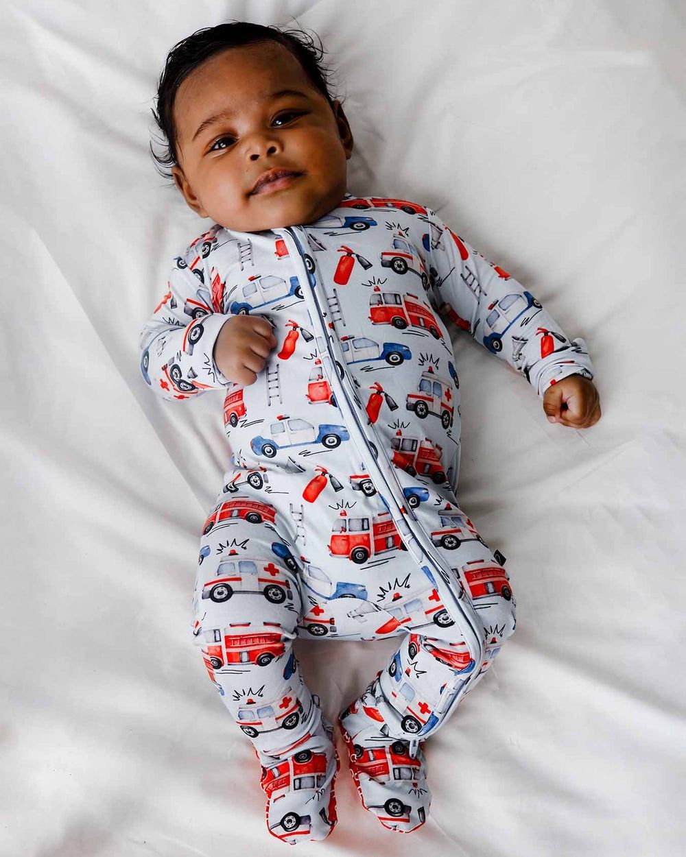 Lev Baby  Bamboo Ryan  emergency vehicle footie- 2 way zipper